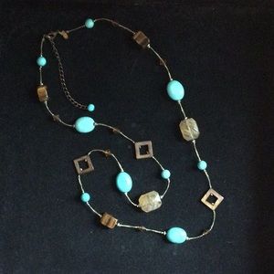 Premier Designs “Promenade Tiger Eye” faux turquoise necklace